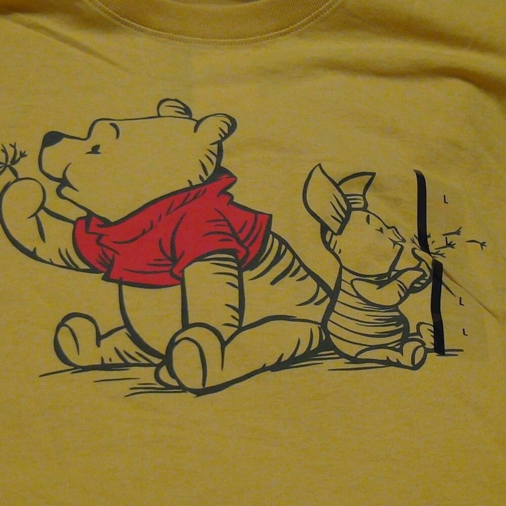Disney Winnie the Pooh and Piglet T-shirt  Yellow Women's Large